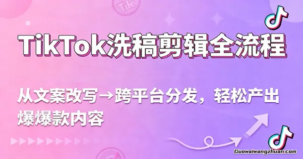 TikTok洗稿剪辑全流程，从文案改写到跨平台分发，轻松产出爆款内容，流量翻倍不是梦