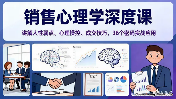 销售心理学深度课，讲解人性弱点、心理操控、成交技巧，36个密码实战应用
