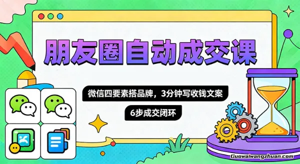 朋友圈自动成交课，微信四要素搭品牌，3分钟写收钱文案，6步成交闭环