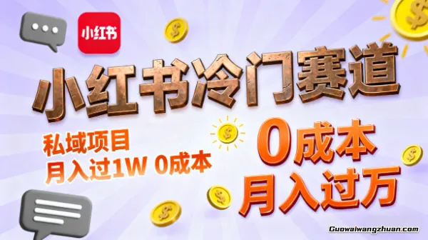 小红书冷门赛道，私域项目，月入过1W，0成本