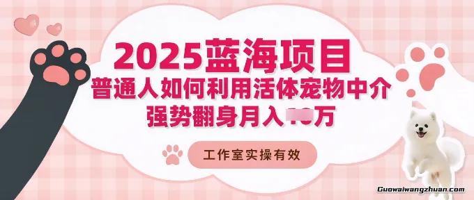 2025蓝海项目：普通人如何利用活体宠物中介，强势翻身月入数万