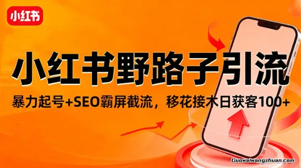小红书野路子引流，爆力起号+SEO霸屏截流，移花接木日获客100+