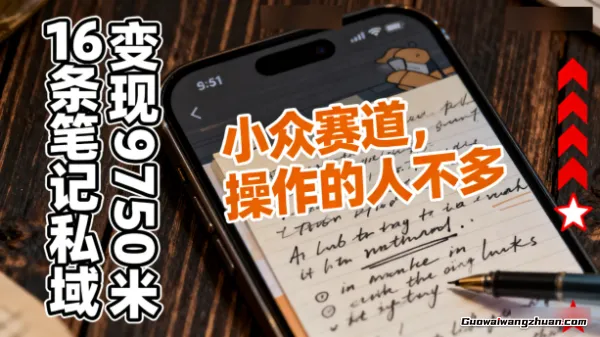 蓝海冷门产品：16条笔记私域变现9750米，小众赛道，操作的人不多