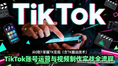 2025TikTok账号运营与视频制作实战全流程，从0到1掌握TK变现（含TK搬运技术）