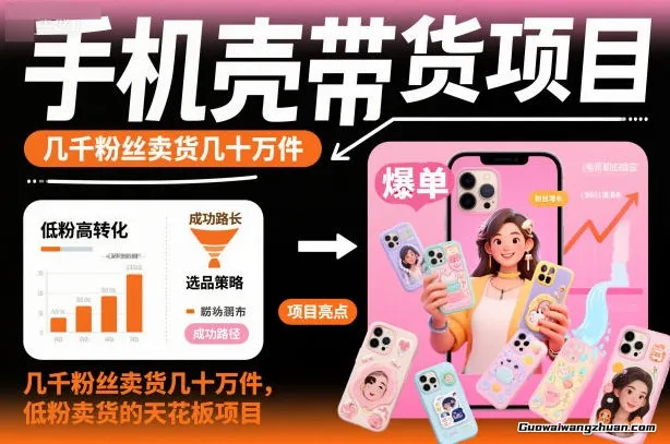 手机壳带货项目，几千粉丝卖货几十万件，短视频低粉卖货的天花板项目