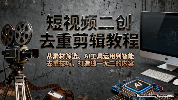 短视频二创去重剪辑教程，从素材筛选、AI工具运用到智能去重技巧，打造独一无二的内容