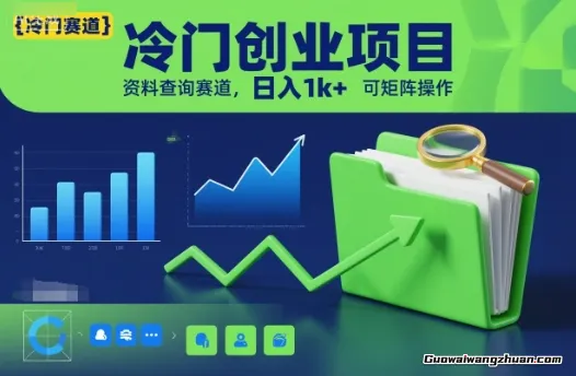 冷门创业项目，资料查询赛道，日入1k+，可矩阵操作