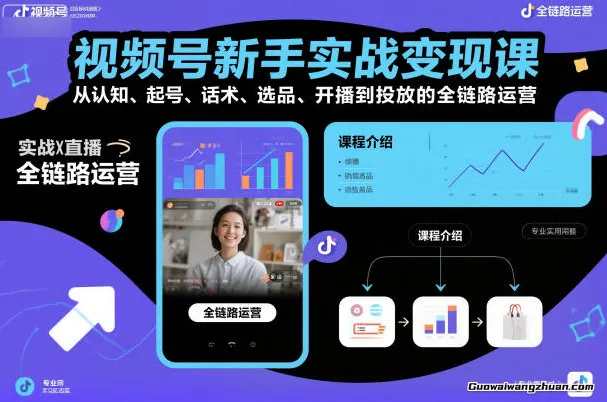 视频号新手实战变现课，从认知、起号、话术、选品、开播到投放的全链路运营