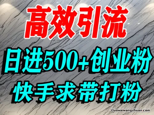 怎么打创业粉？快手求带视角精准引流创业粉，宝妈、学生群体日进500+精准流量
