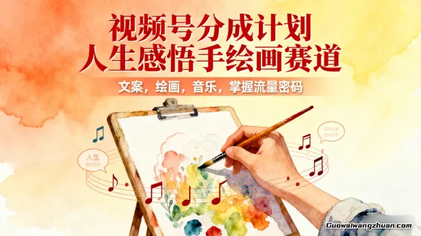 视频号分成计划，人生感悟手绘画赛道，文案，绘画，音乐，掌握流量密码