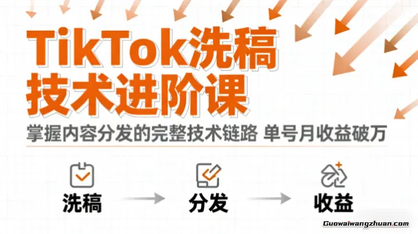 TikTok洗稿技术进阶课，掌握内容分发的完整技术链路，单号月收益破万