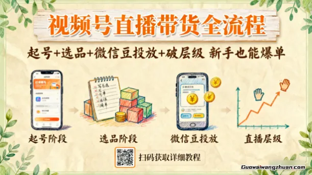 视频号直播带货全流程：起号+选品+微信豆投放+破层级，新手也能爆单