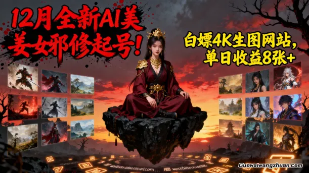 12月全新AI美女邪修起号！白嫖4K生图网站，单日收益8张+
