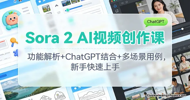 Sora 2 AI视频创作课：功能解析+ChatGPT结合+多场景用例，新手快速上手