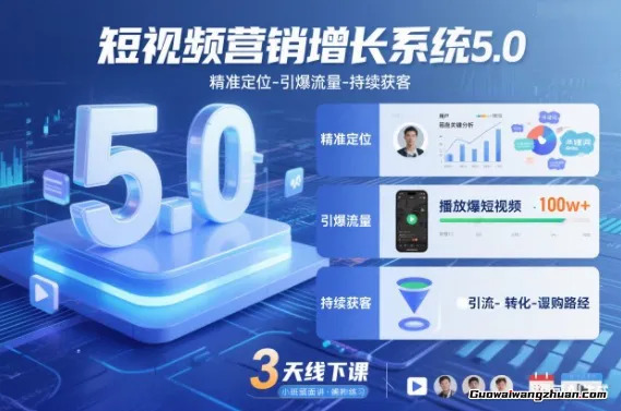 短视频营销增长系统5.0，精准定位-引爆流量-持续获客，3天线下课（音频+图片）