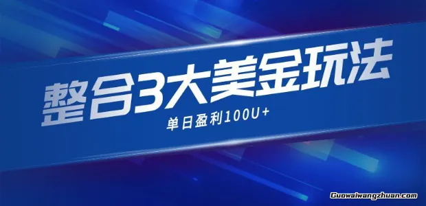 整合现在市面上的3种美金赚钱玩法，3种模式，单日产值100U+