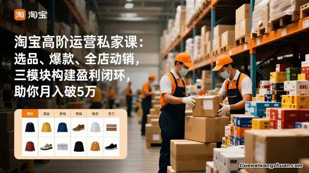 淘宝高阶运营私家课：选品、爆款、全店动销，三模块构建盈利闭环，助你月入破万