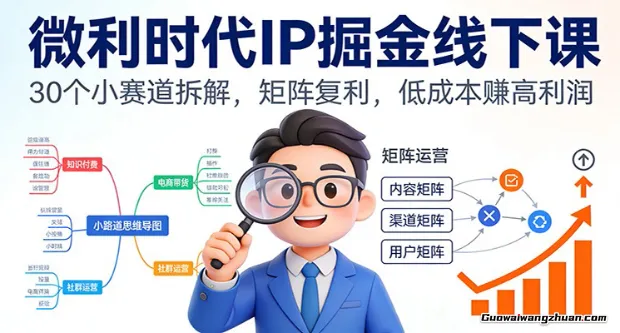 微利时代IP掘金线下课：30个小赛道拆解，矩阵复利，低成本赚高利润
