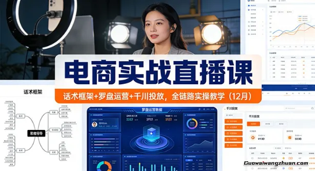 电商实战直播课：话术框架+罗盘运营+千川投放，全链路实操教学