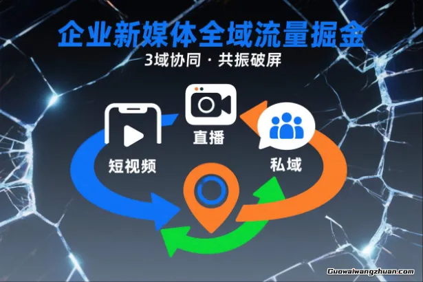 短视频全域商业模式，企业新媒体全域流量掘金，3域协同，共振破屏，短视频-直播-私域-地域