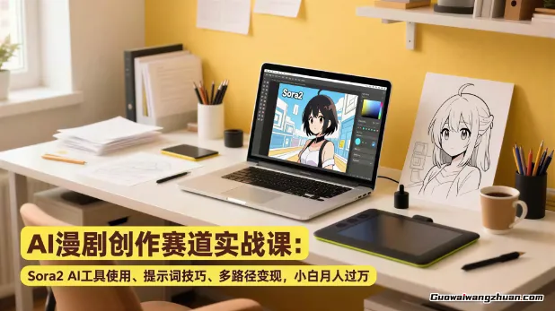 AI漫剧创作赛道实战课：Sora2 AI工具使用、提示词技巧、多路径变现，小白月入过万