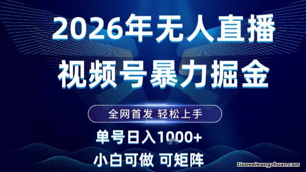 2026视频号无人直播掘金，全网首发，小白可以玩，长期稳定日入1k+【揭秘】