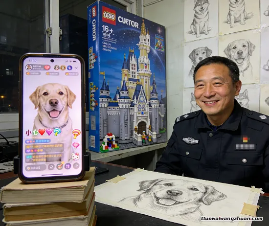 保安大叔深夜开直播画画，琢磨怎么才能赚音浪给女儿买乐高