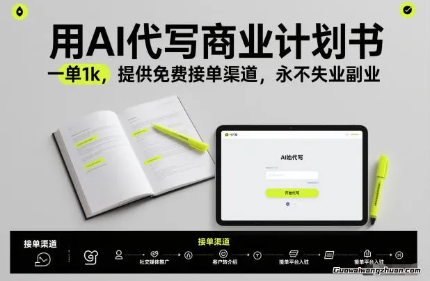 用AI代写商业计划书，一单1k，提供免费接单渠道，永不失业副业