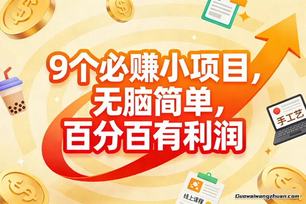 9个必赚小项目，无脑简单，只要做就有利润，一天200+