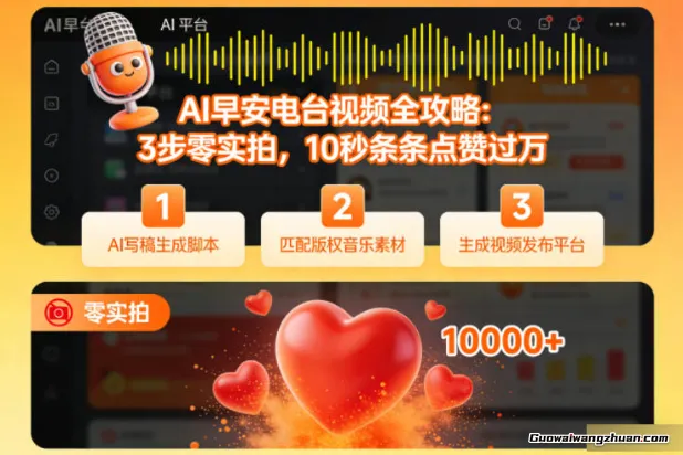 AI早安电台视频全攻略：3步零实拍，10秒条条点赞过万