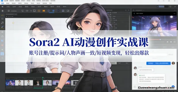 Sora2 AI动漫创作实战课：账号注册/提示词/人物声画一致/短视频变现，轻松出爆款
