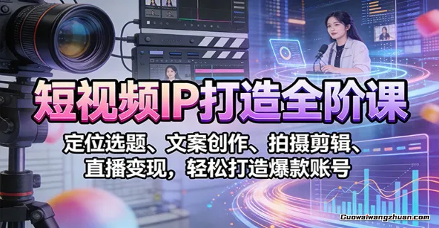 短视频IP打造全阶课：定位选题、文案创作、拍摄剪辑、直播变现，轻松打造爆款账号