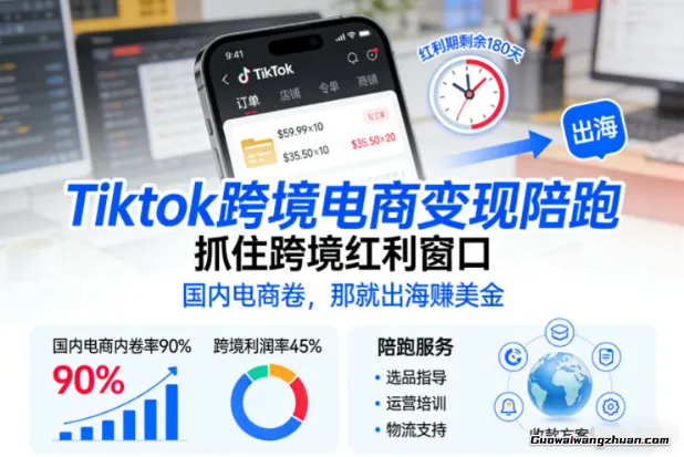 Tiktok跨境电商变现陪跑，抓住跨境红利窗口，国内电商卷，那就出海賺美金