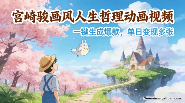 宫崎骏画风人生哲理动画视频，一键生成爆款，单日变现多张