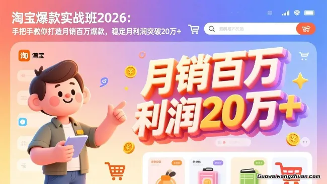 2026淘宝私家班：实操教学，从0起店到盈利，全程手把手带练
