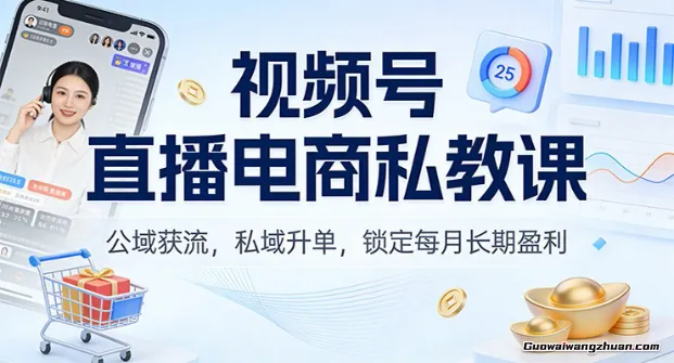 视频号直播电商私教课：公域获流，私域升单，锁定每月长期盈利