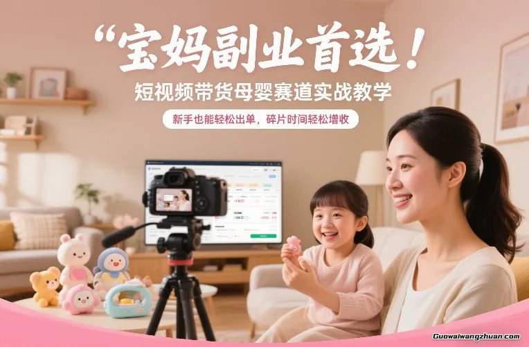 宝妈副业推荐！短视频带货母婴赛道实战教学，新手也能轻松出单，碎片时间轻松增收