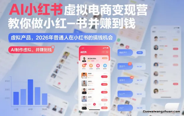 AI小红书虚拟电商变现营，教你做小红书并賺到钱，虚拟产品，2026年普通人在小红书的搞钱机会