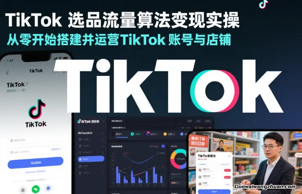 TikTok选品流量算法变现实操，从零开始搭建并运营TikTok账号与店铺