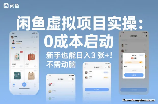 闲鱼虚拟项目实操：低成本启动，新手也能日均3张+，不需要动脑