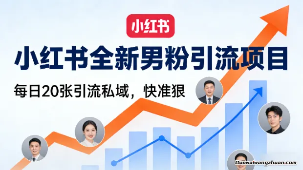 小红书全新男粉引流项目，每日20张引流私域，快准狠