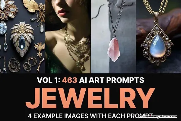 460+专业Midjourney珠宝摄影AI提示词+成品效果图，覆盖全品类珠宝，AI设计秒出专业效果