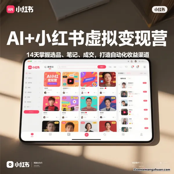 AI+小红书虚拟变现营，14天掌握选品、笔记、成交，打造自动化收益渠道