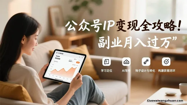 公众号IP变现全攻略，学习定位、AI写作、钩子设计与转化，构建获客闭环，副业月入过万