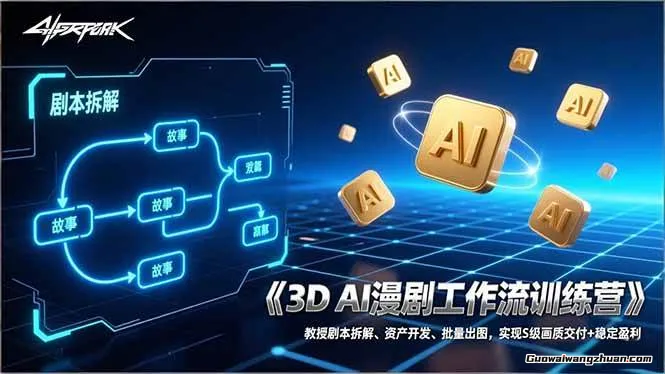 3D AI漫剧工作流训练营：教授剧本拆解、资产开发、批量出图，实现S级画质交付+稳定盈利