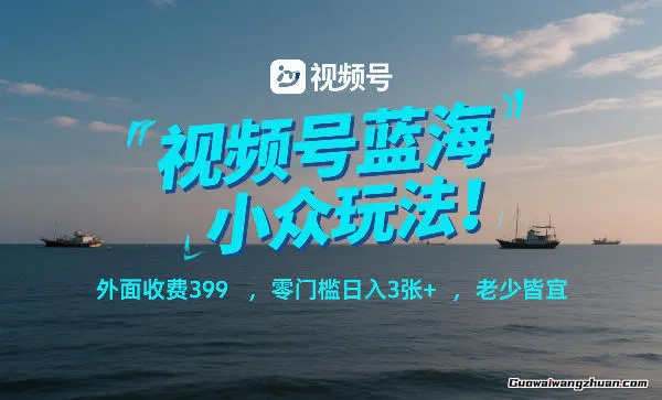 视频号蓝海小众玩法！外面收费399，零门槛日均3张+，老少皆宜