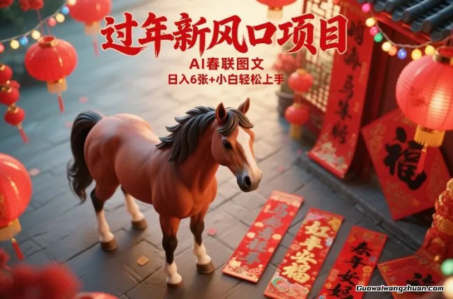 过年新风口项目，用Ai春联图文，日收益6张+小白轻松上手