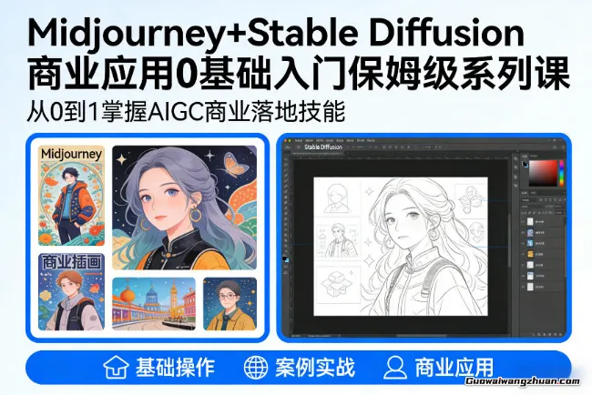 AIGC商业应用Midjourney+Stable Diffusion教程，0基础入门保姆级系列课