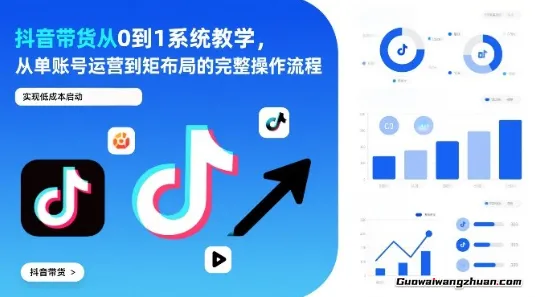 抖音带货从0到1系统教学，从单账号运营到矩阵布局的完整操作流程，实现低成本启动与快速带货