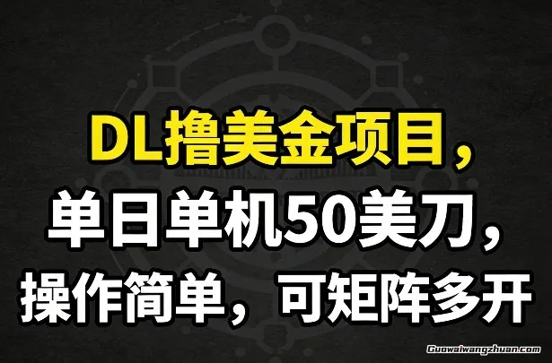 DL撸美金项目，单日单机50美刀，操作简单，可矩阵多开